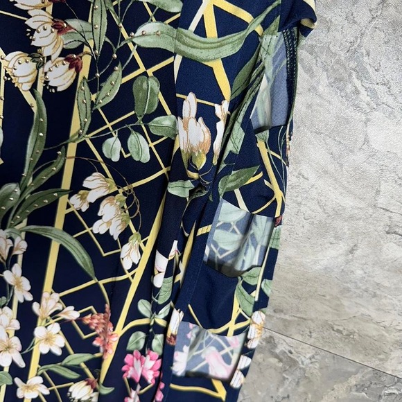 floral print dress with 3/4 sleeves and tie‎ back JM Collections Woman's S - Picture 4 of 6